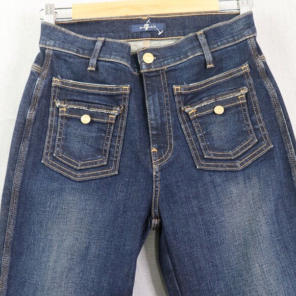 7 For All Mankind Denim Trouser Womens 27 In Y2K Retro Runaway Jeans *Raw Hem - Picture 3 of 12